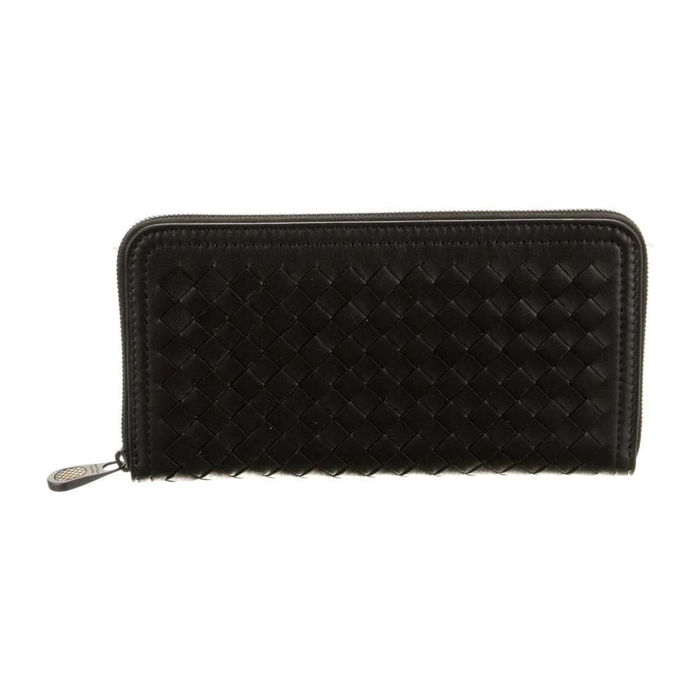 Bottega Veneta Large Continental Wallet Black Calfskin Leather Silver Hardware