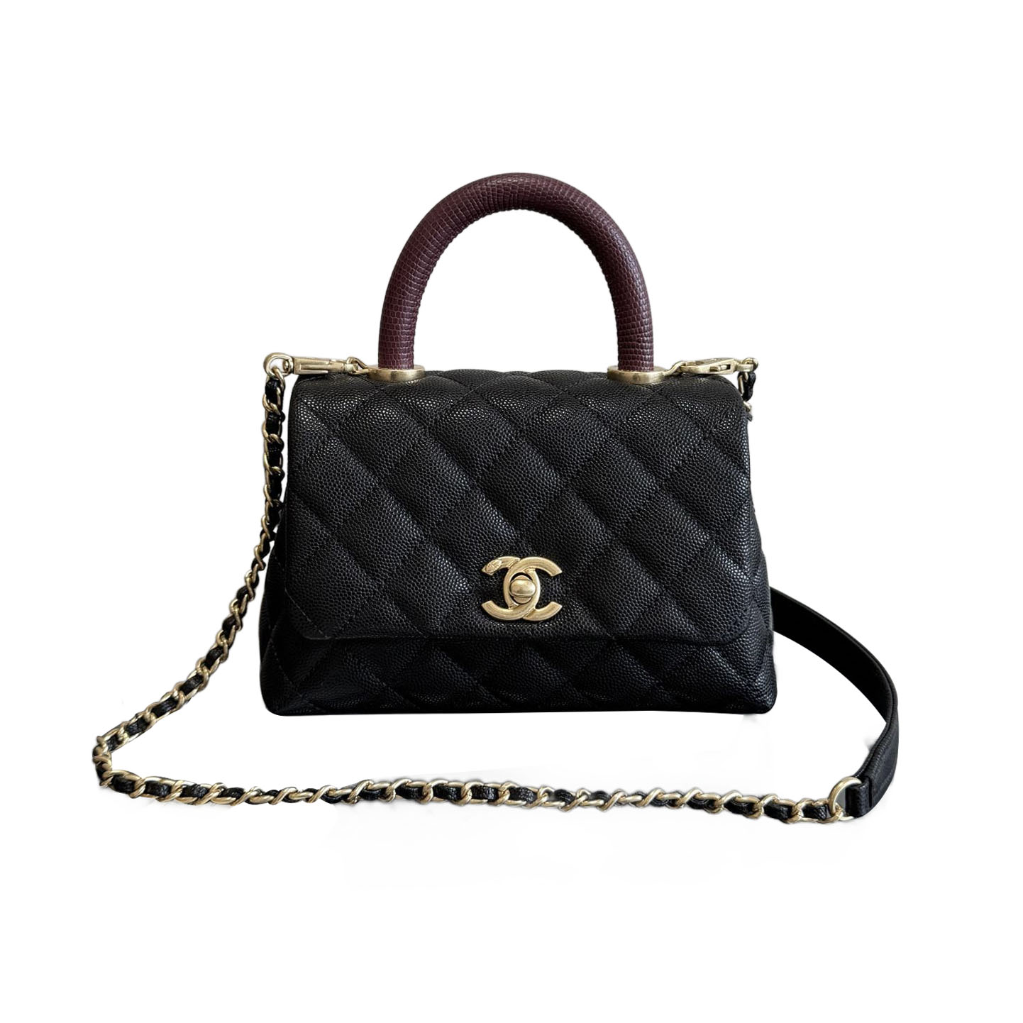 Chanel Coco Handle Black 19cm / 24cm / 29cm Quilted Caviar Leather Crossbody Bags Top-Handle Bags