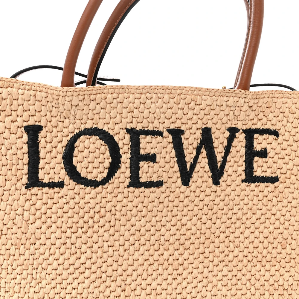 Loewe Standard A4 Tote Bag Natural/Black Raffia & Calfskin Leather