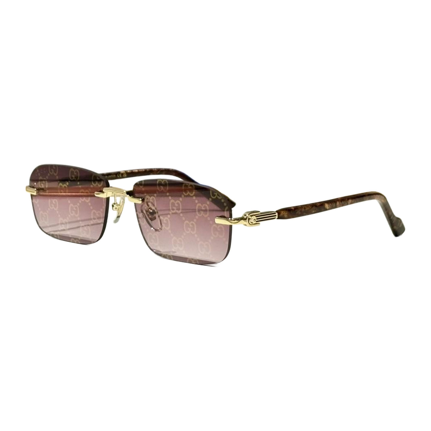 Gucci square frame glasses brown monogram/coffee/black/waikiki color Size 56-16-140 L