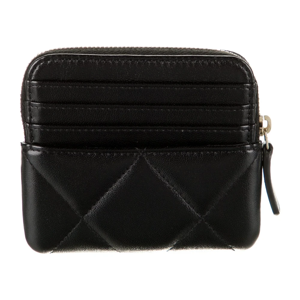 Chanel Small Interlocking CC Logo Leather Wallet Black Quilted Leather Gold Hardware