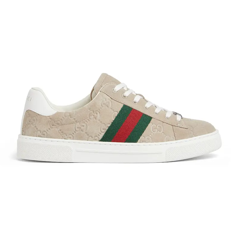 Gucci Ace series grey sneakers woven fabric women's sports shoes