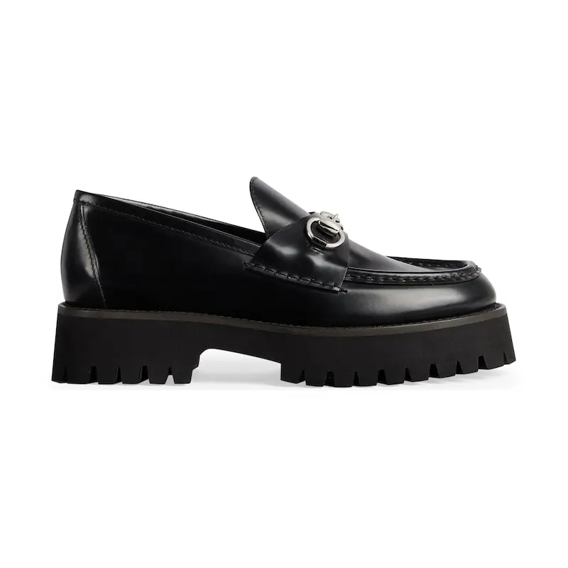 Gucci black thick soled loafers