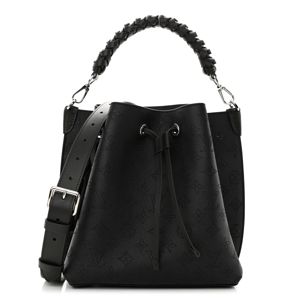 Louis Vuitton Muria MM Black Mahina Leather Silver Hardware