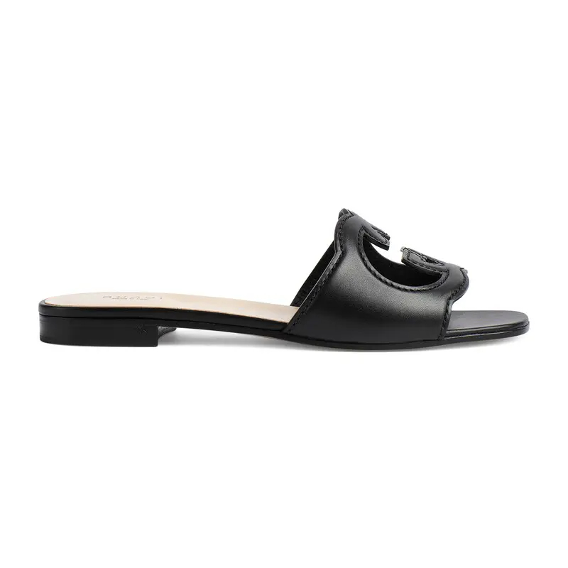 Gucci black flat bottom slippers