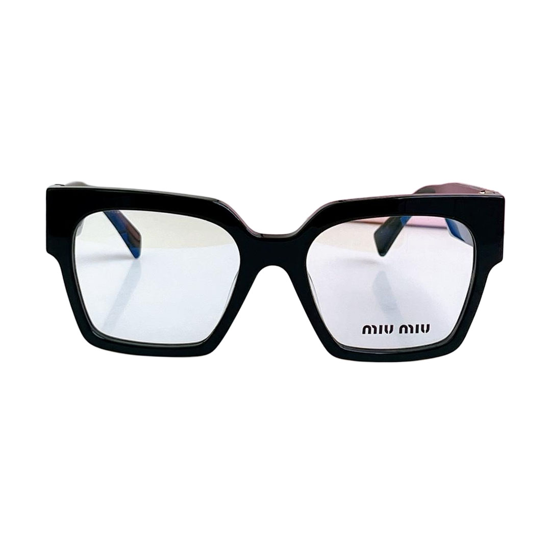 Miu Miu square frame glasses black gold/yellow leopard/transparent color Size 51-20-135