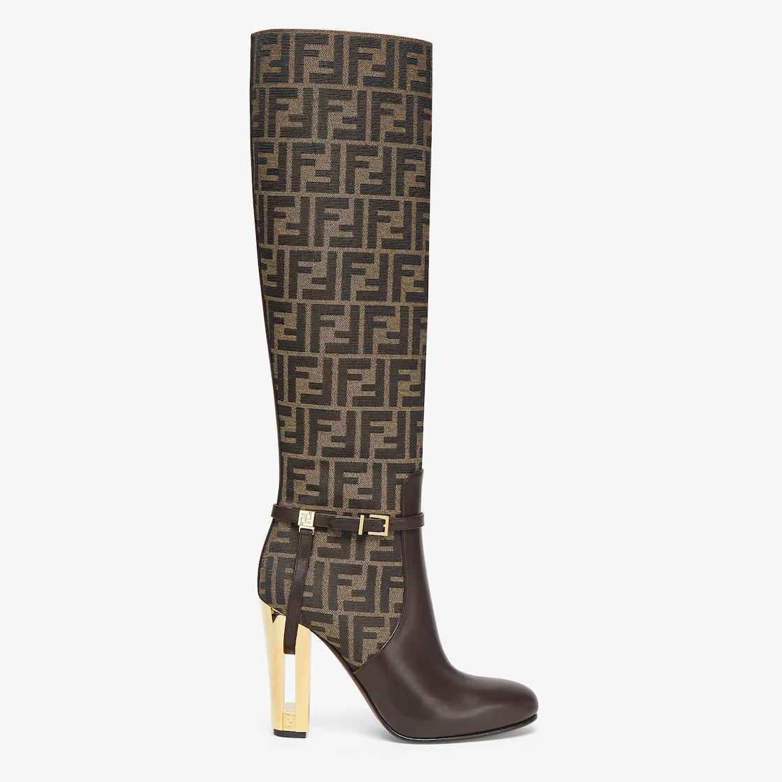 FENDI Brown leather high heeled boots
