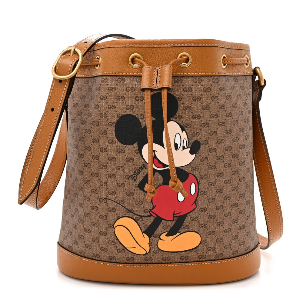 Gucci x Disney Mini Bucket Bag Beige / Vintage Sun Oil GG Supreme Monogram Coated Canvas Gold Hardware