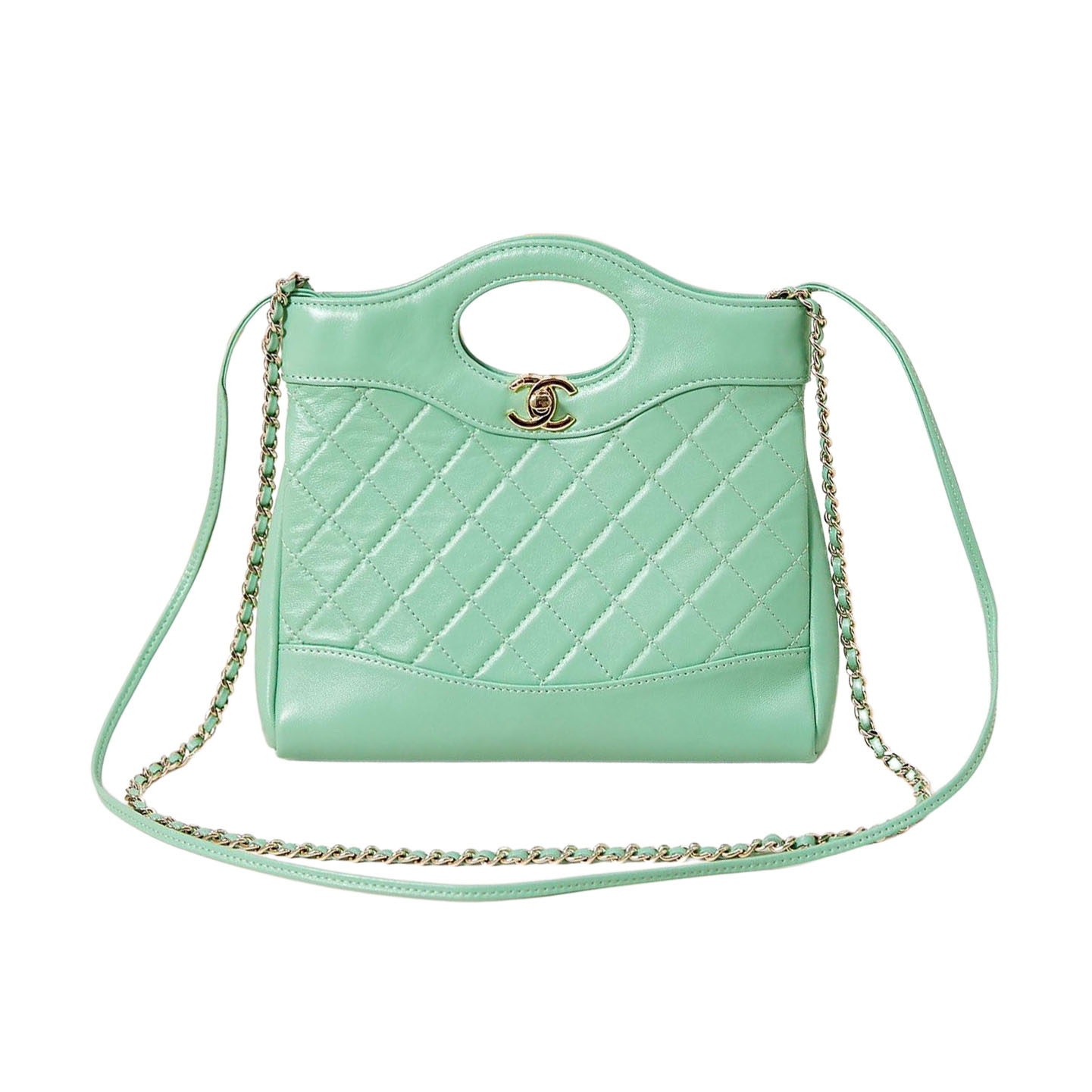 Chanel Oil Wax Leather Green Crossbody Bags