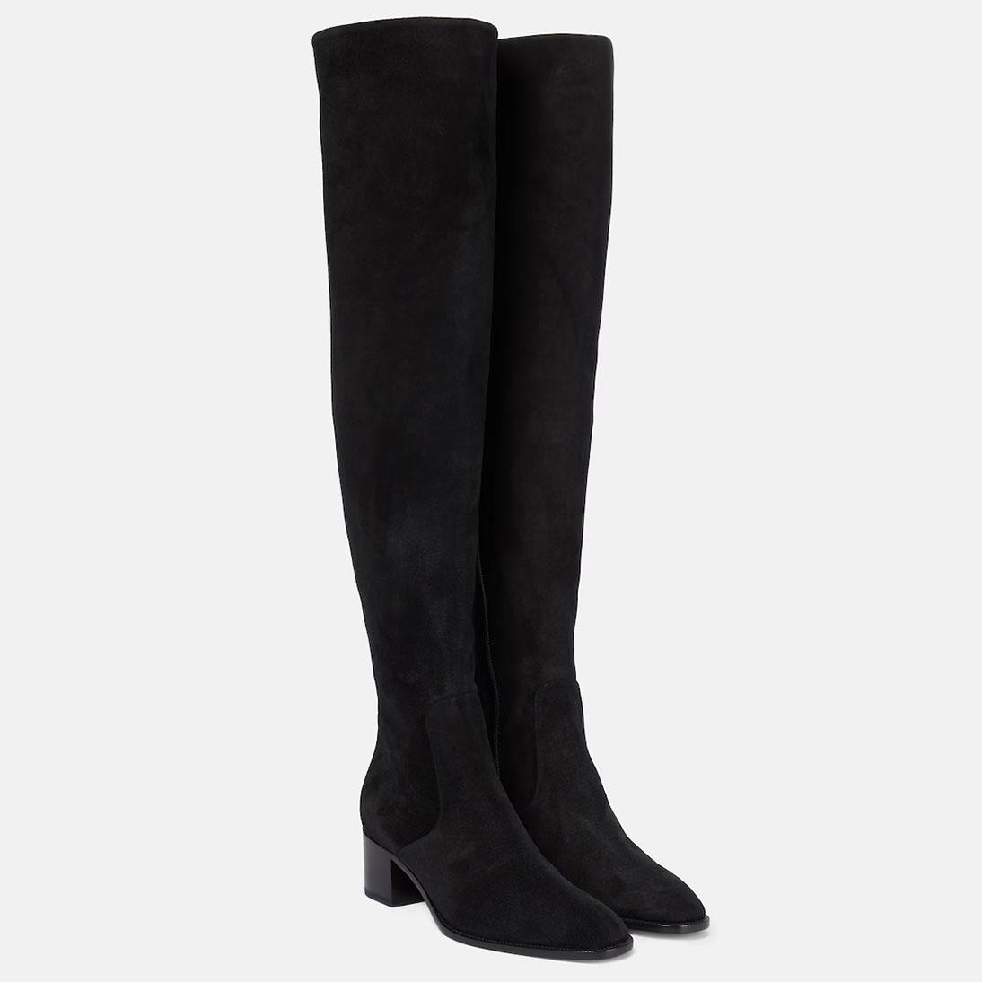Christian Louboutin Square toe thick heeled suede over knee boots (low heeled)