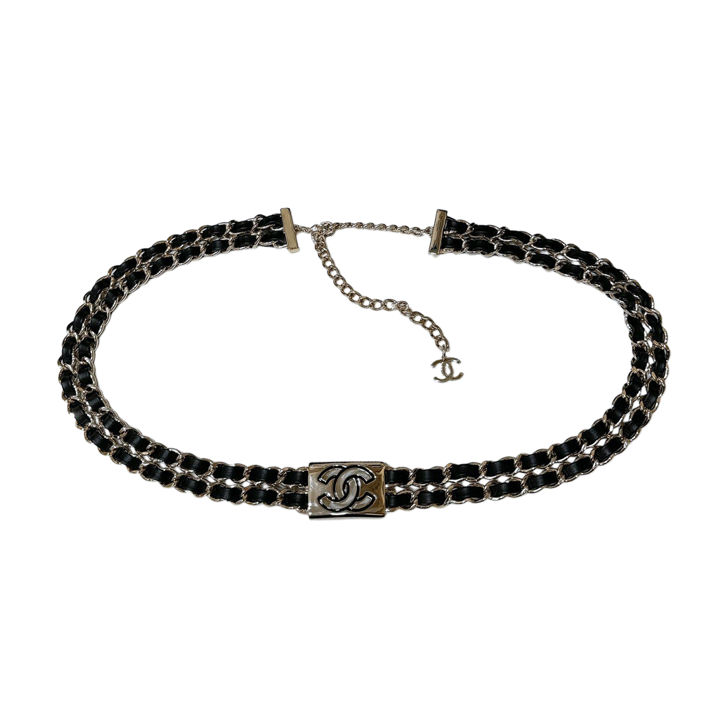 Chanel 25S Women's Chain Belt In Black Lambskin With Light Gold Hardware One Size 93cm