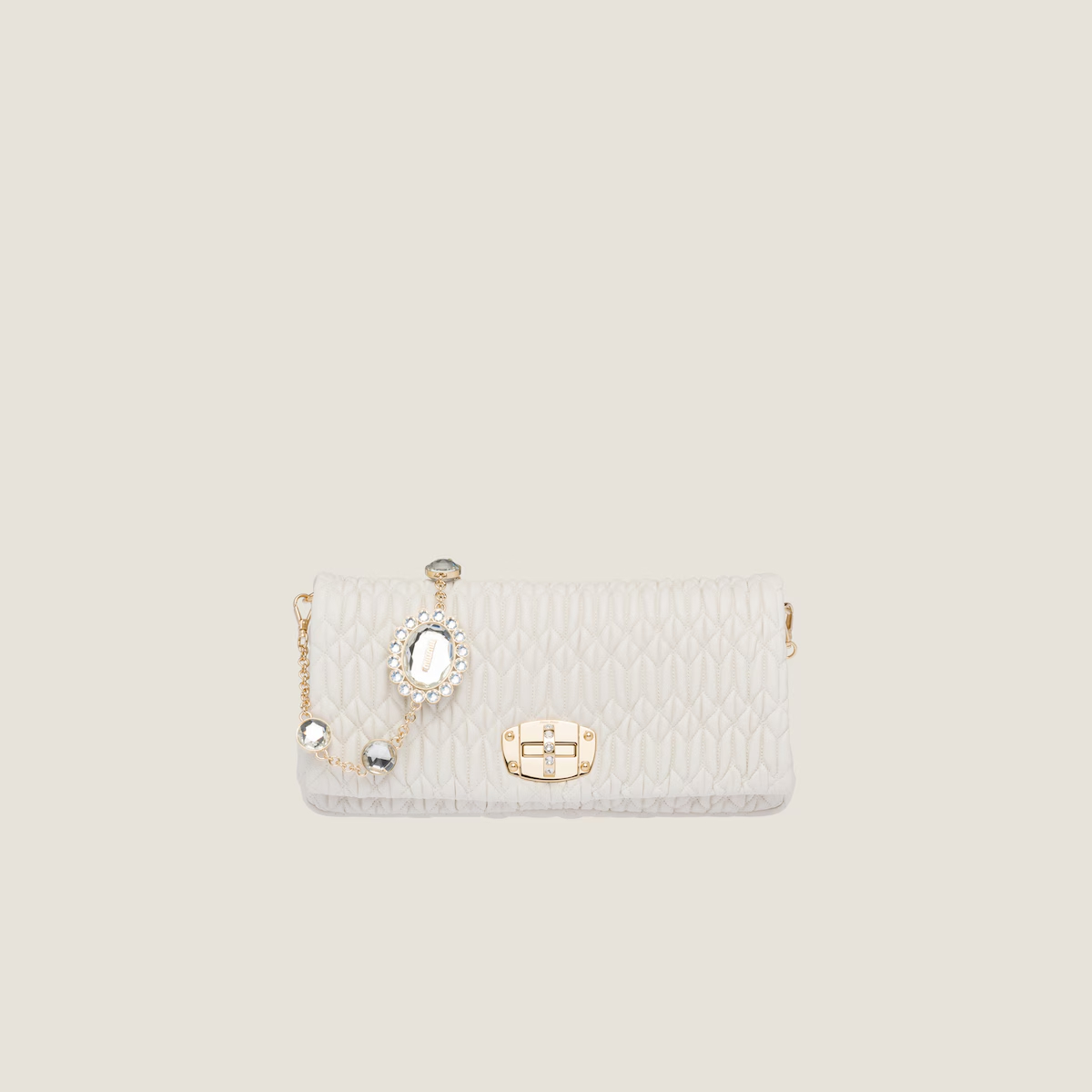 Miu Miu Quilted Lambskin Leather white Evening Bags