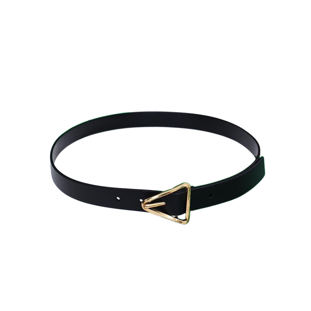 Bottega Veneta Women's Triangle Buckle In Black/White/Beige Calfskin With Gold/Silver Hardware 25mm