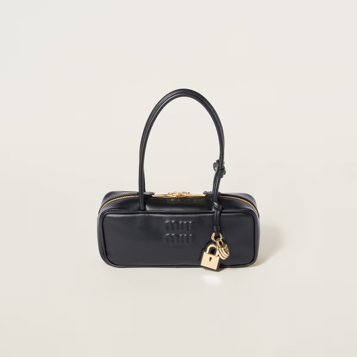 Miu Miu Calfskin Leather Beau Black Top-Handle Bags