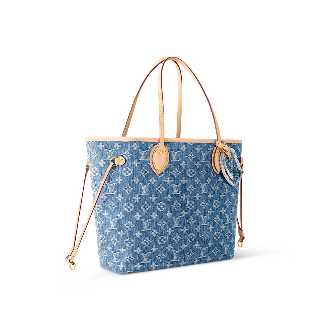 Louis Vuitton Neverfull Monogram Denim MM Gold Hardware