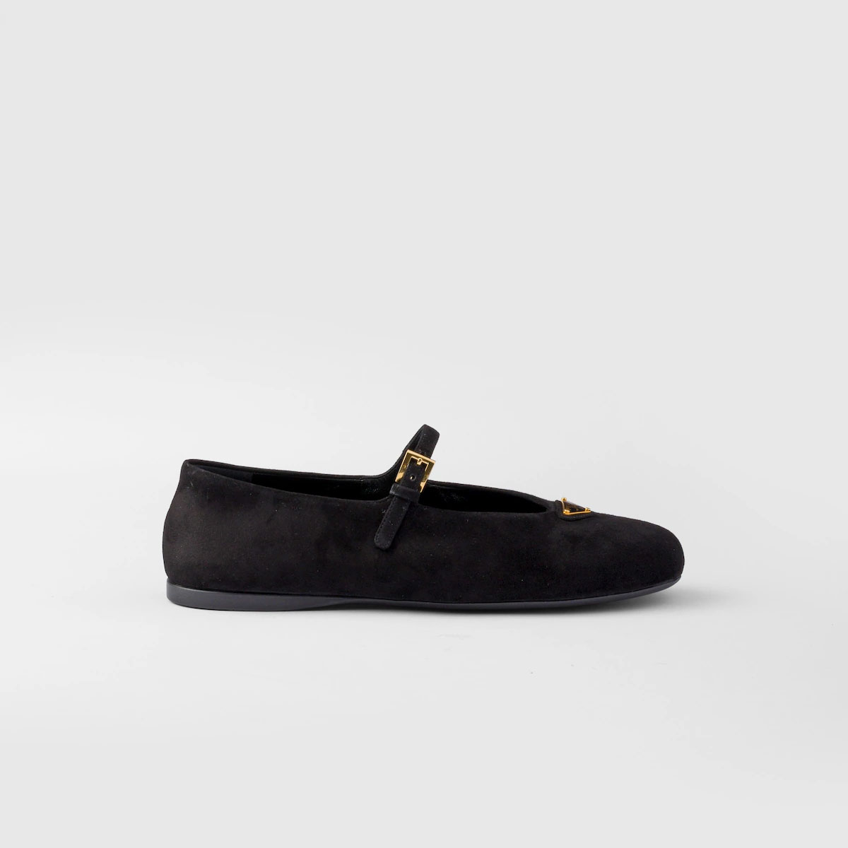 PRADA Surface of wool Flat Shoes black Ballet Shoes