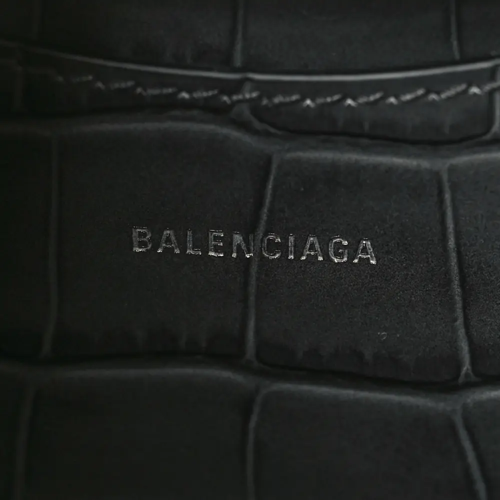 Balenciaga Mini Neo Classic City Bag Dark Grey Crocodile Embossed Calfskin Leather Silver Hardware
