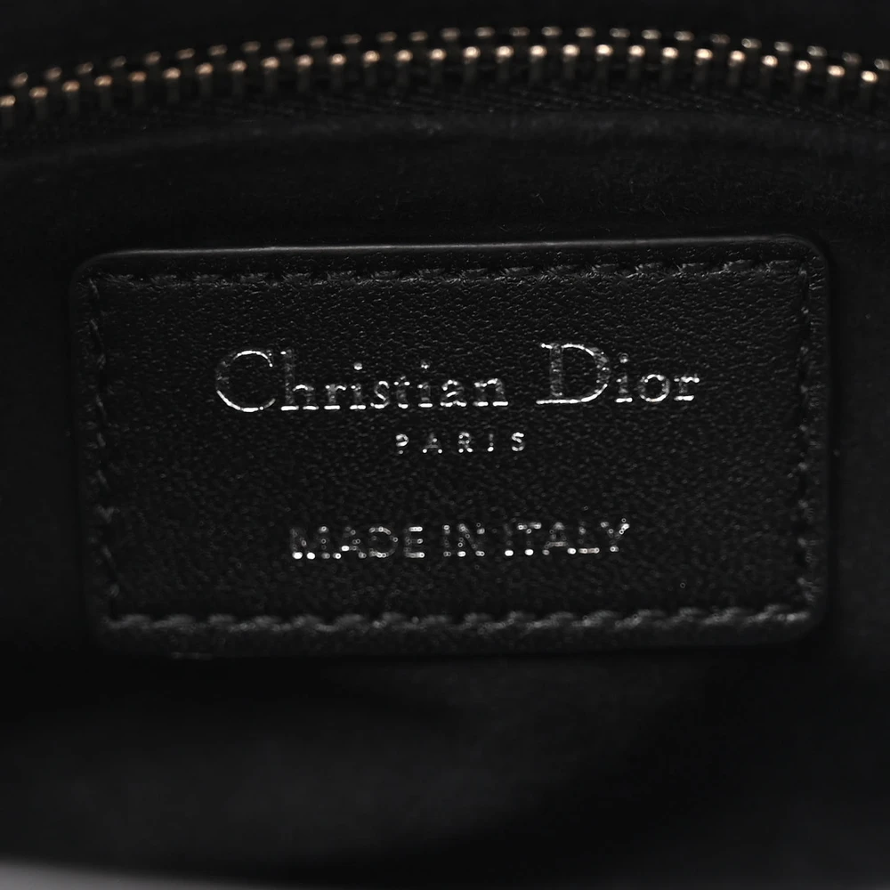 Dior Mini Lady Dior Black Cannage Lambskin Leather Silver Hardware