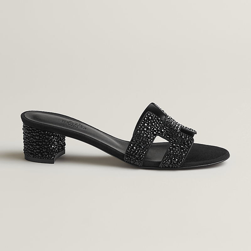 HERMES Oasis Slippers High-heeled slippers Black High Heels Sandal