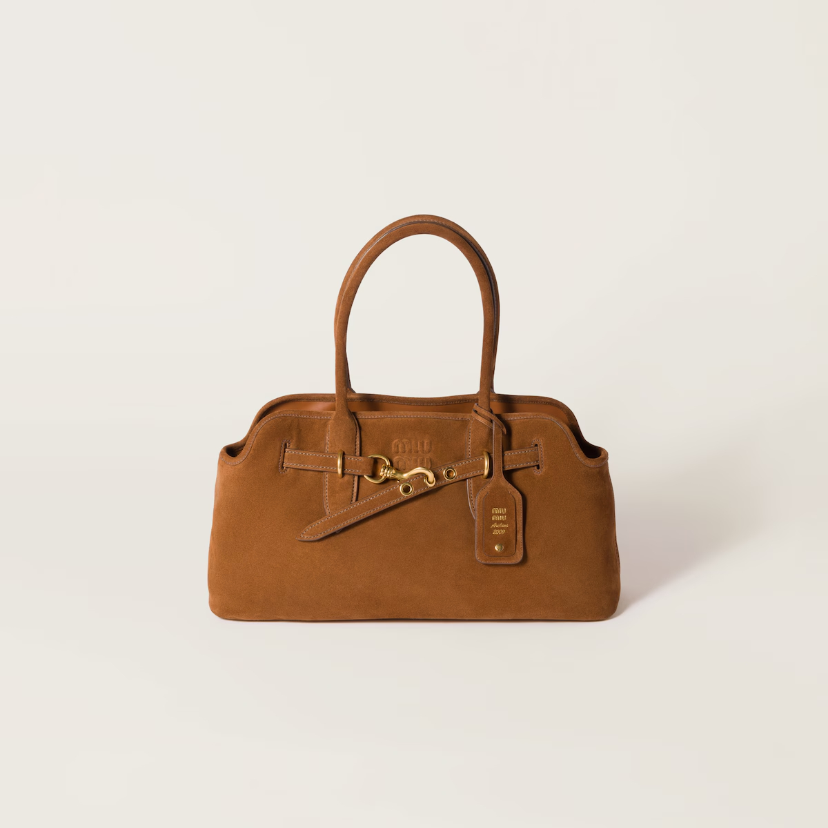 Miu Miu Aventure Suede Leather Brown Top-Handle Bags