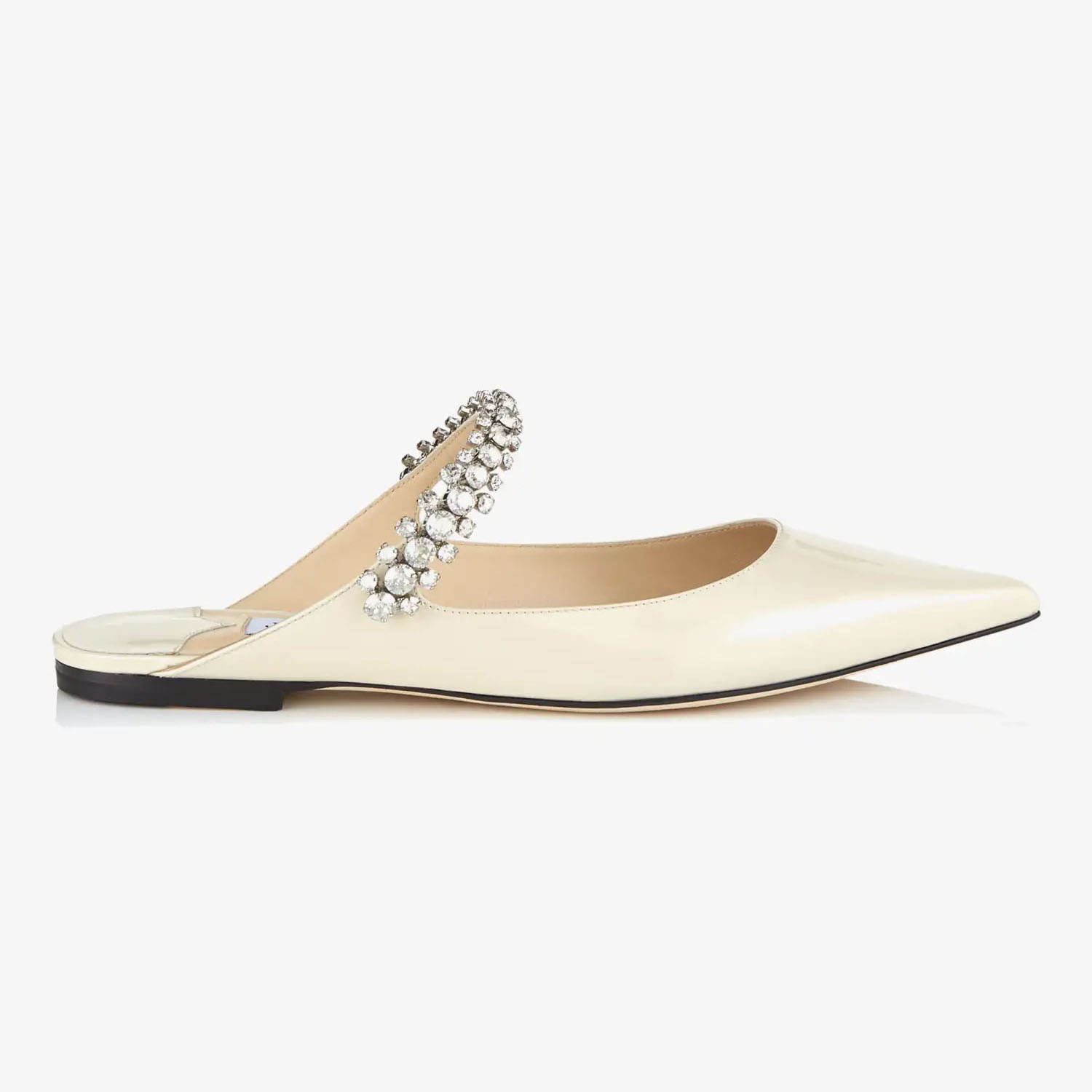 JIMMY CHOO Crystal arch lace flax patent leather Muller shoes slippers