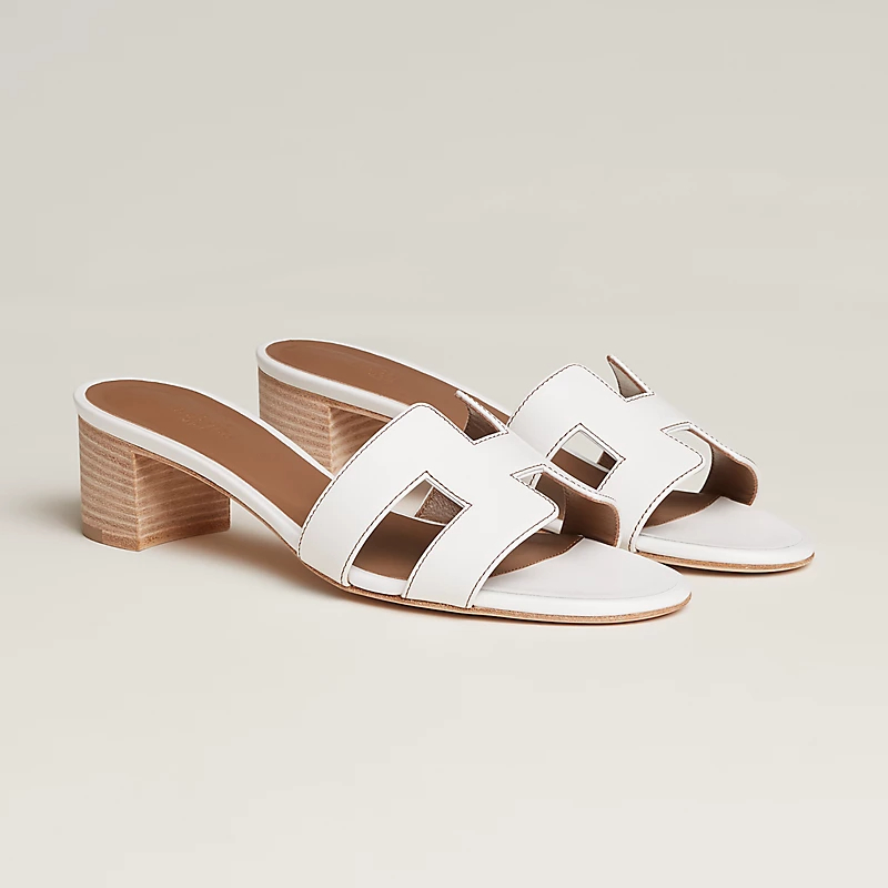 HERMES Oasis Slippers High-heeled slippers white High Heels Sandal