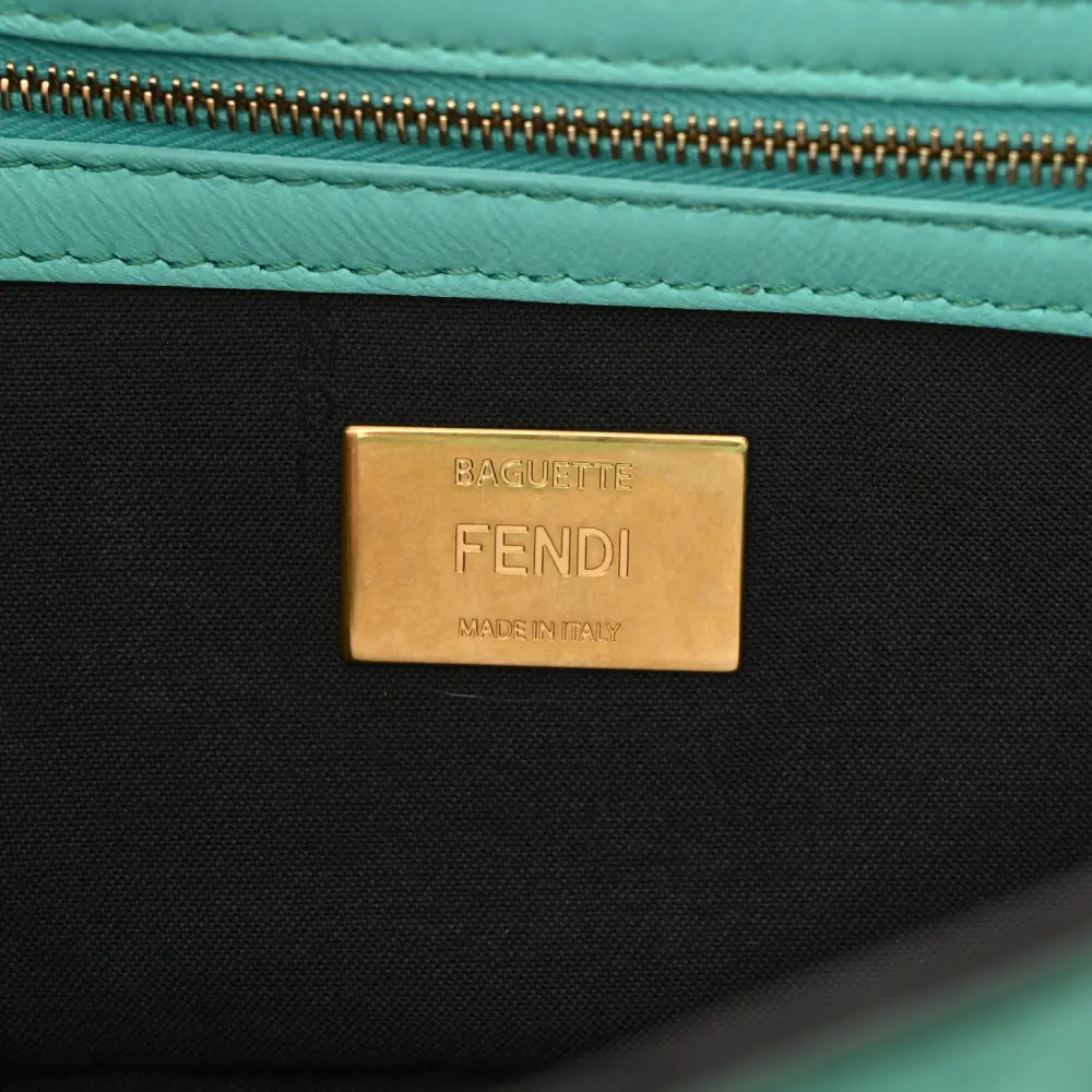 Fendi Petite Peekaboo I SEE U Satchel Fendi (F x T) Nappa Leather FF 1974 Embossed Tiffany Gold Hardware