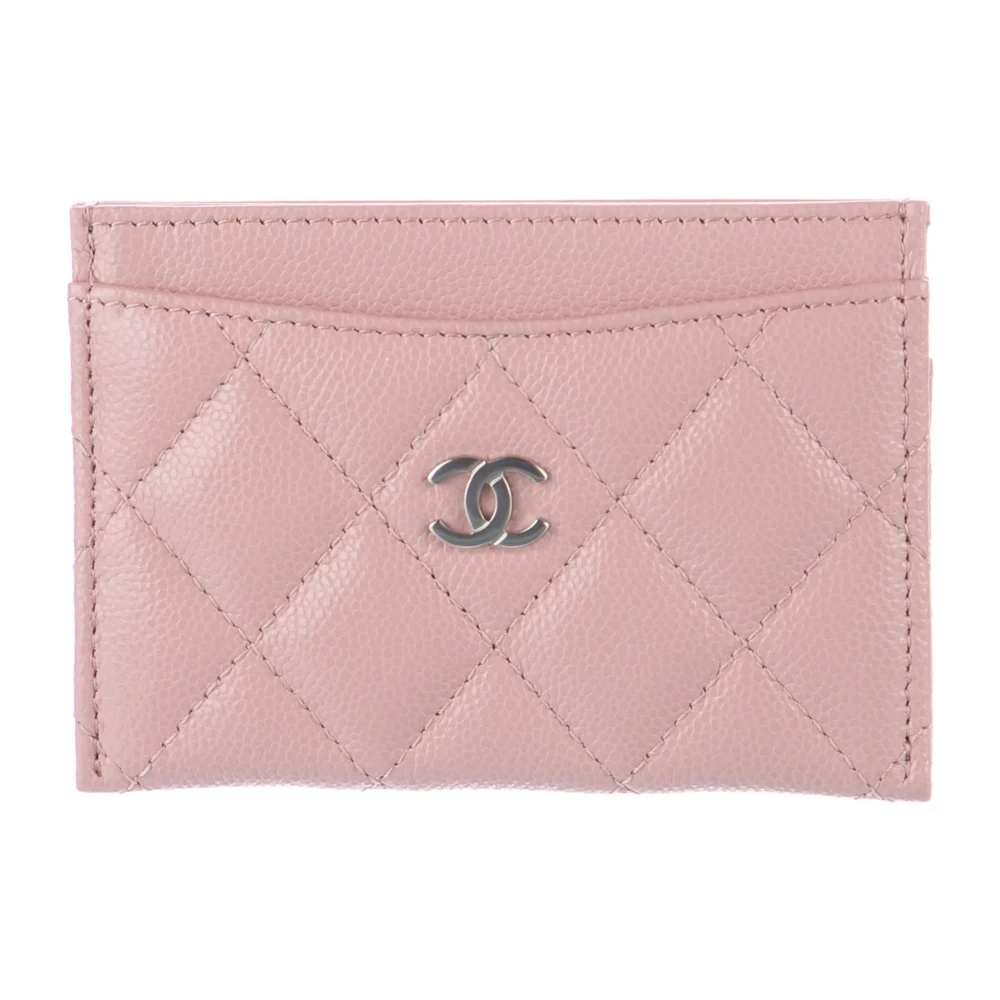 Chanel Small Card Holder Pink Quilted Leather Silver Hardware