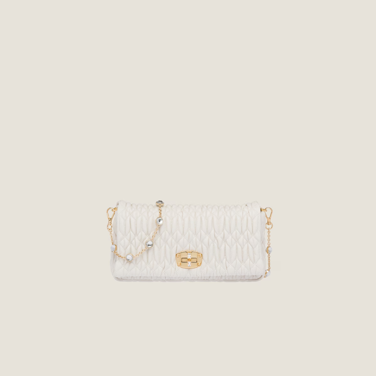 Miu Miu Quilted Lambskin Leather white Shoulder Bags
