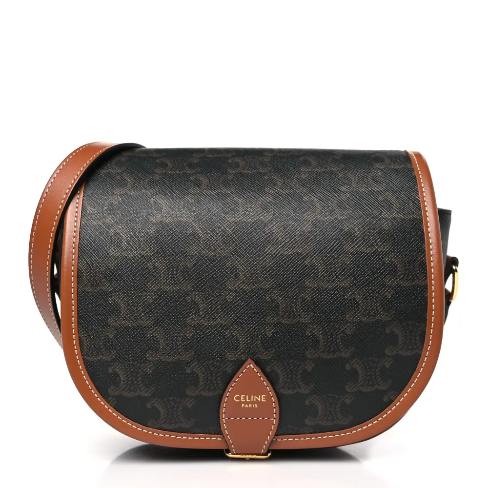 Celine Medium Folco Bag Tan Triomphe Canvas