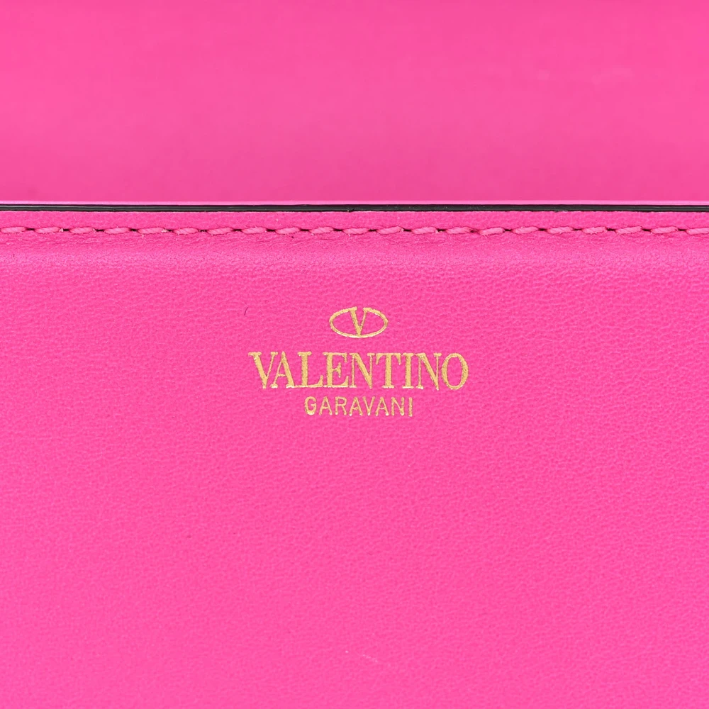 Valentino Garavani Small VLogo Loco Shoulder Bag Pink PP Calfskin Leather Gold Hardware