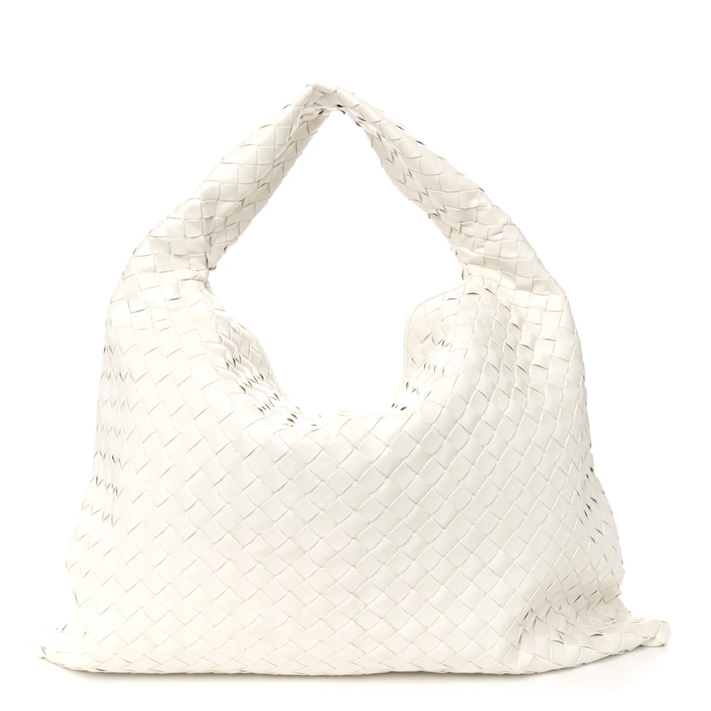 Bottega Veneta Large Intrecciato Hop White Nappa Leather