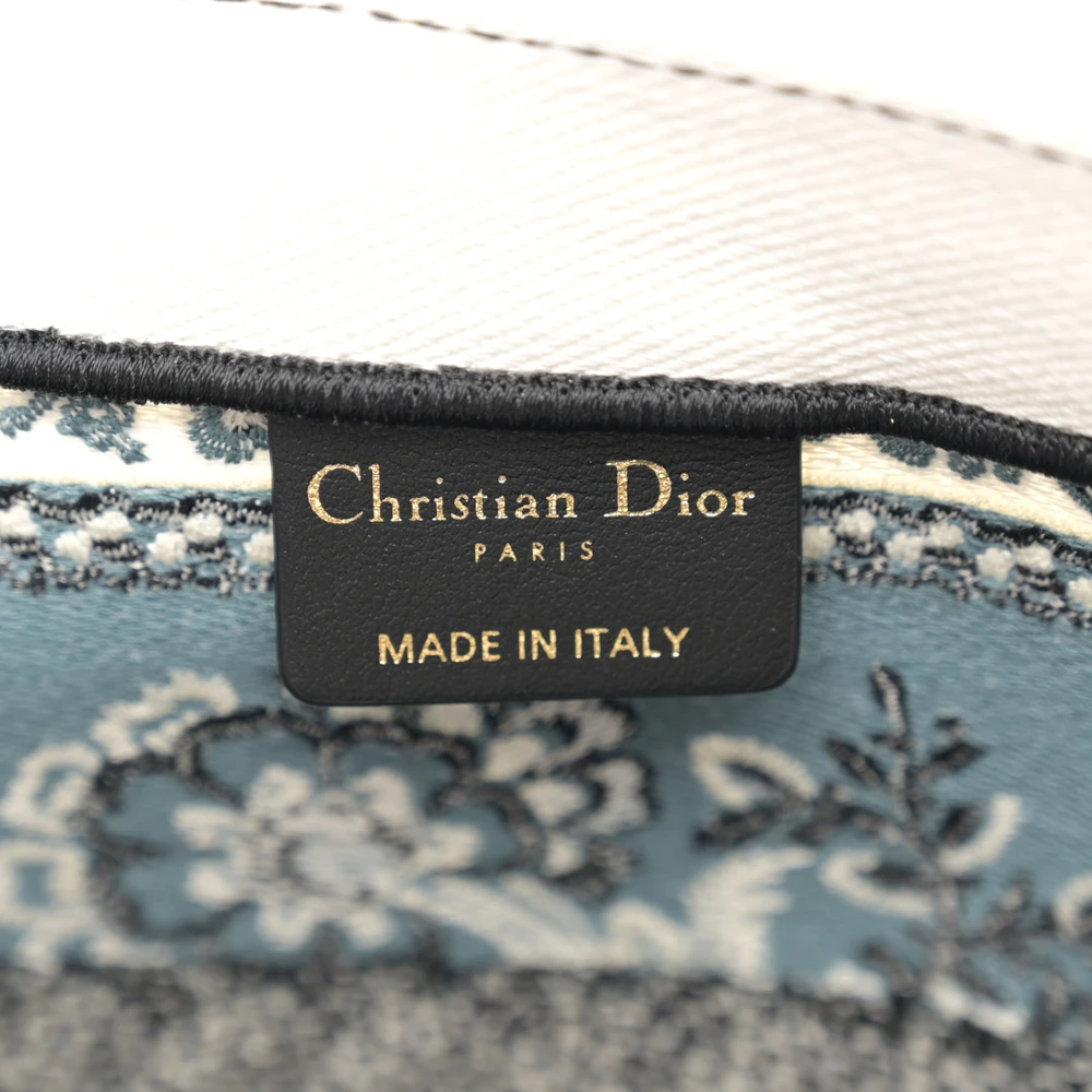 Dior Medium Butterfly Bandana Book Tote Black/White Embroidered Canvas