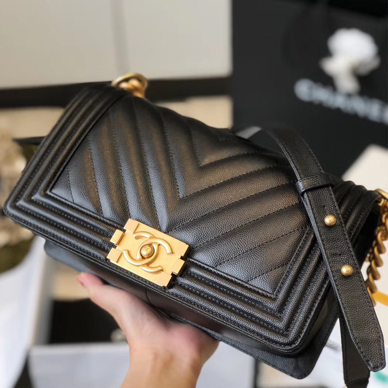 Chanel Lleboy Black Quilted Caviar Leather Shoulder Bags Crossbody Bags