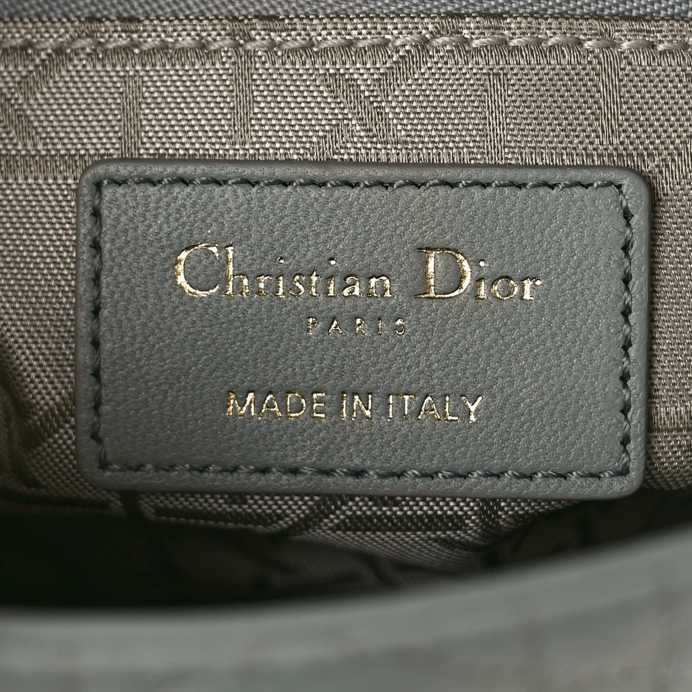 Dior Mini Lady Dior Grey Cannage Lambskin Leather Gold Hardware