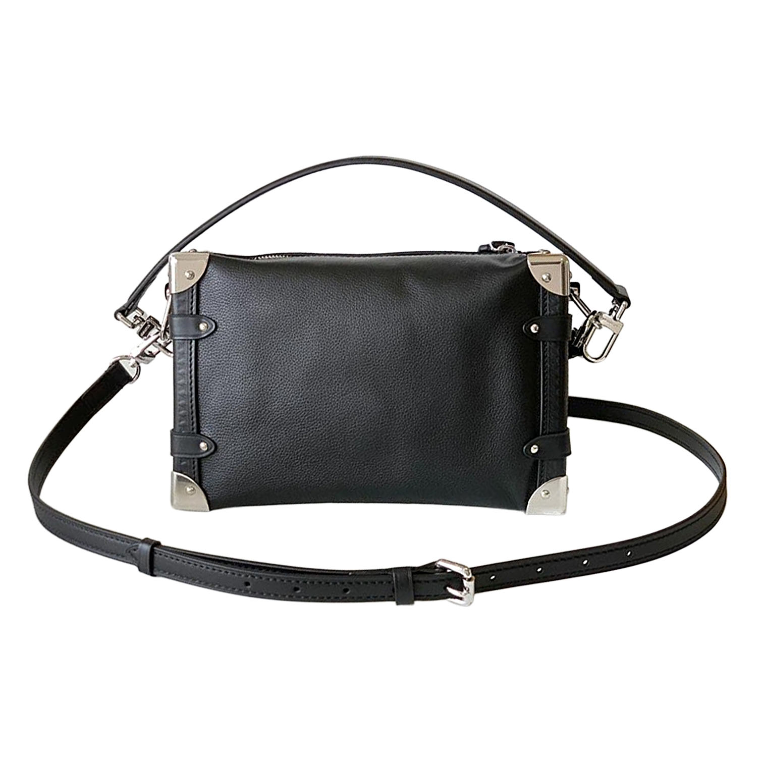 Louis Vuitton Side Trunk MM Black/Beige Calfskin Leather Gold/Silver/Black Hardware