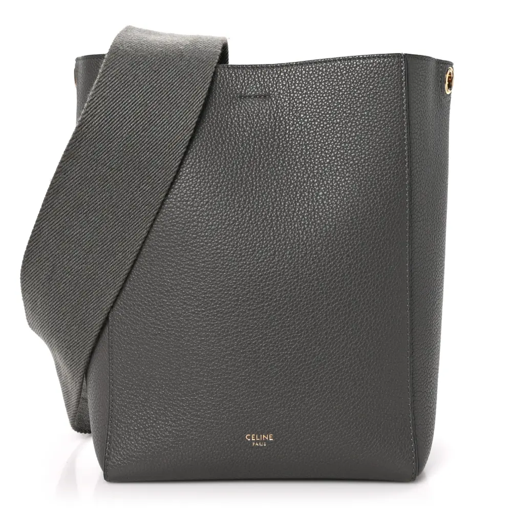 Celine Small Sangle Bucket Bag Kohl Soft Grained Calfskin Leather Gold Hardware