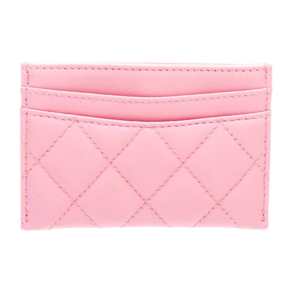 Chanel Small Classic Card Holder Pink Grained Calfskin Leather Gold Hardware