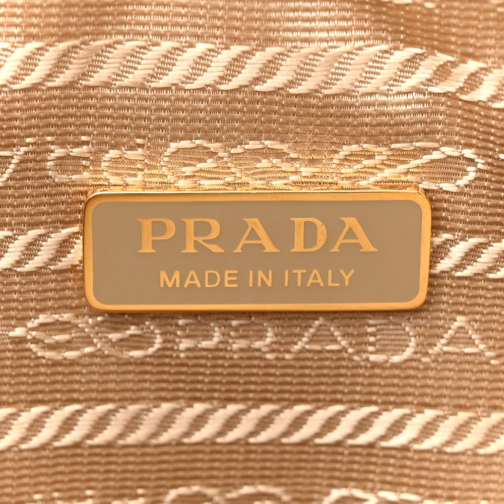 Prada Mini Triangolo Symbole Embroidered Triangle Bag Corda Talco Jacquard Canvas Gold Hardware