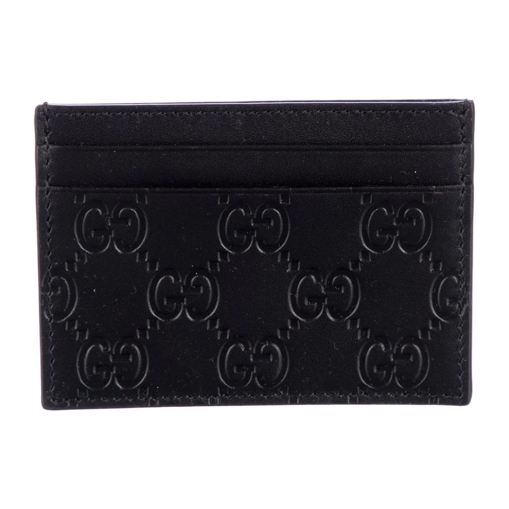 Gucci Small Card Holder Black GG Signature Leather