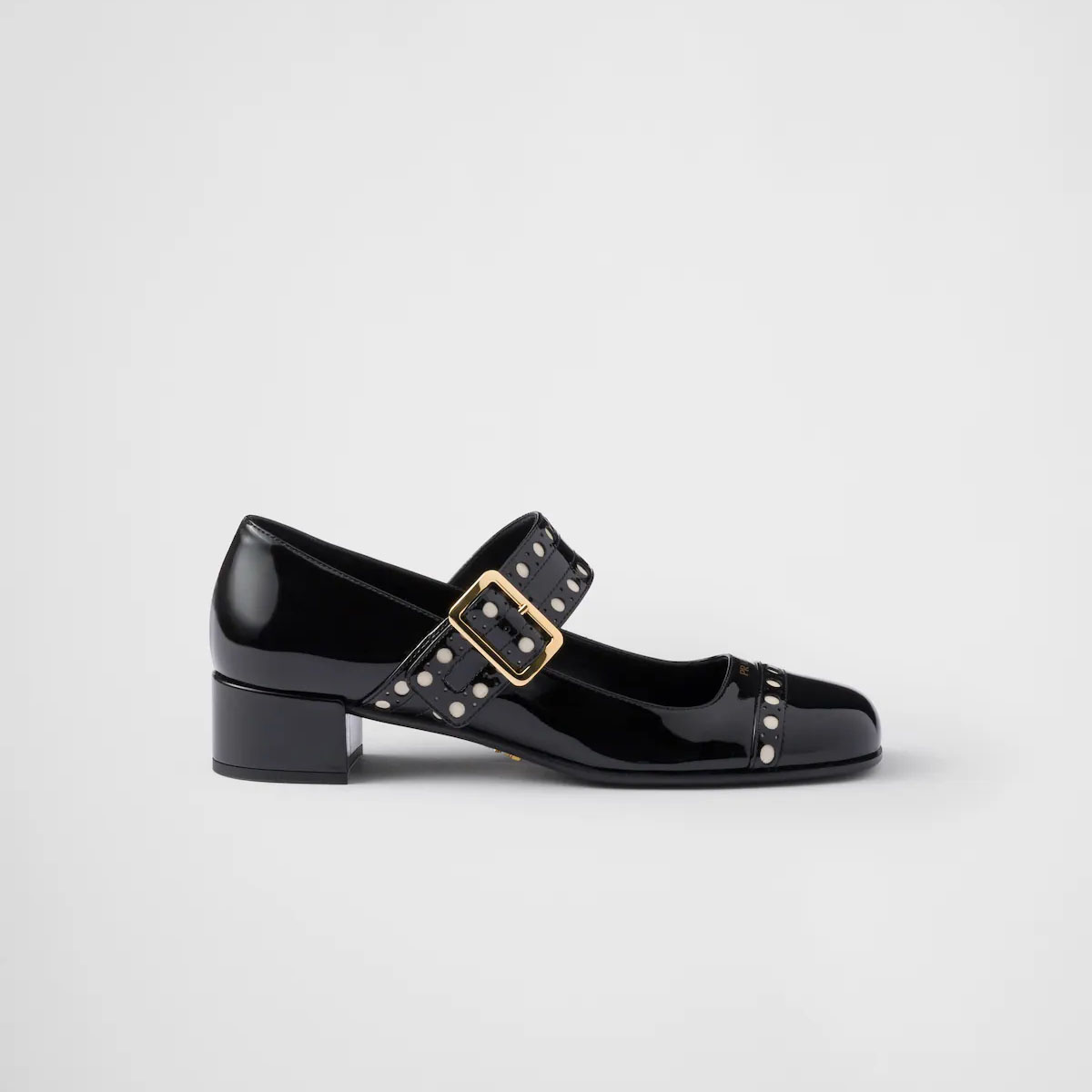 PRADA Patent paint leather Black High Heels Shoes Mary Jane Shoes