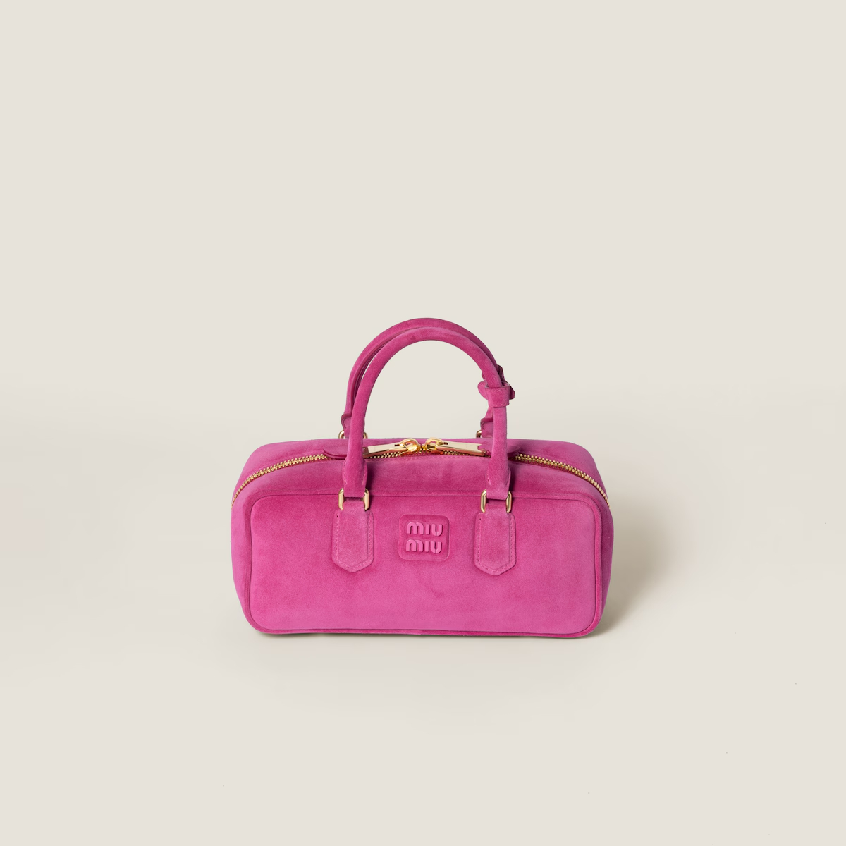 Miu Miu Arcadie Suede Leather Pink Top-Handle Bags