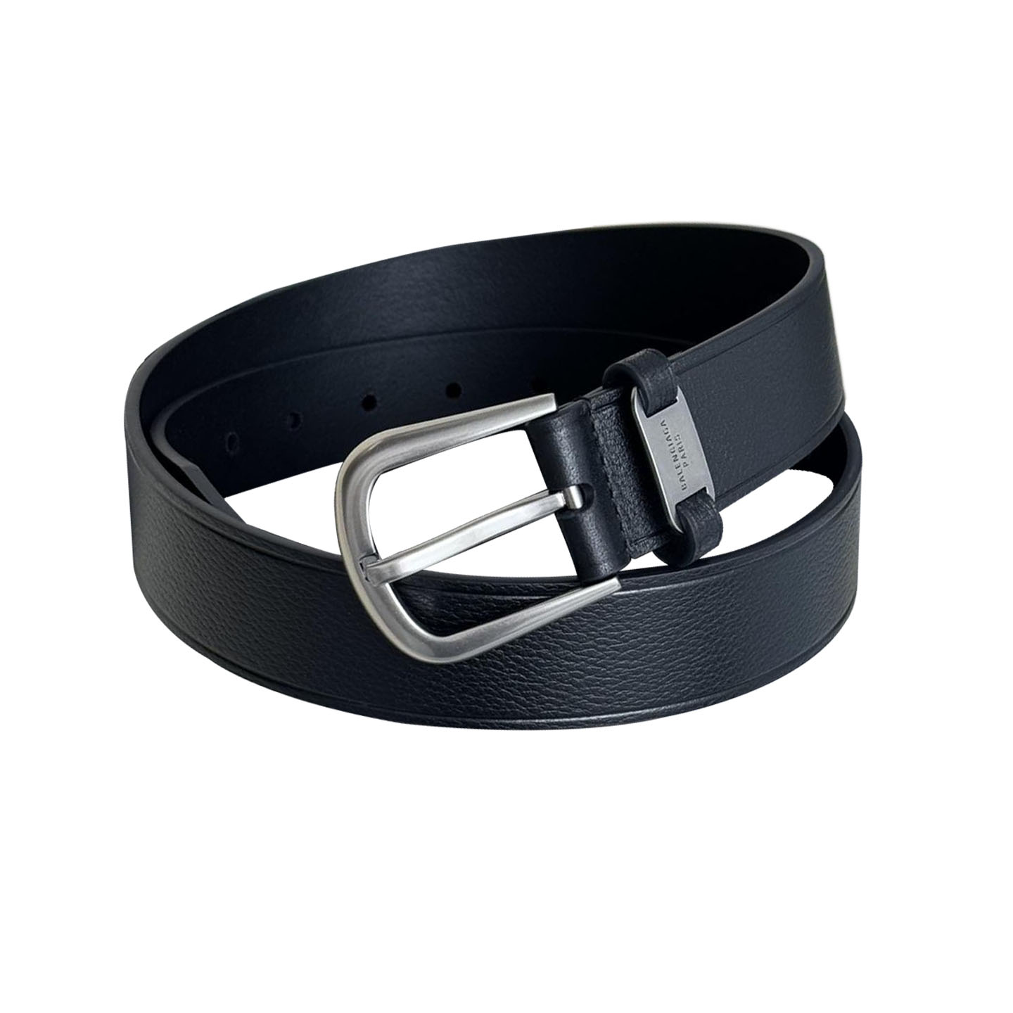 Balenciaga Men's Black Suit Belt In Black Grained Calfskin With Gold/Silver Hardware 35mm