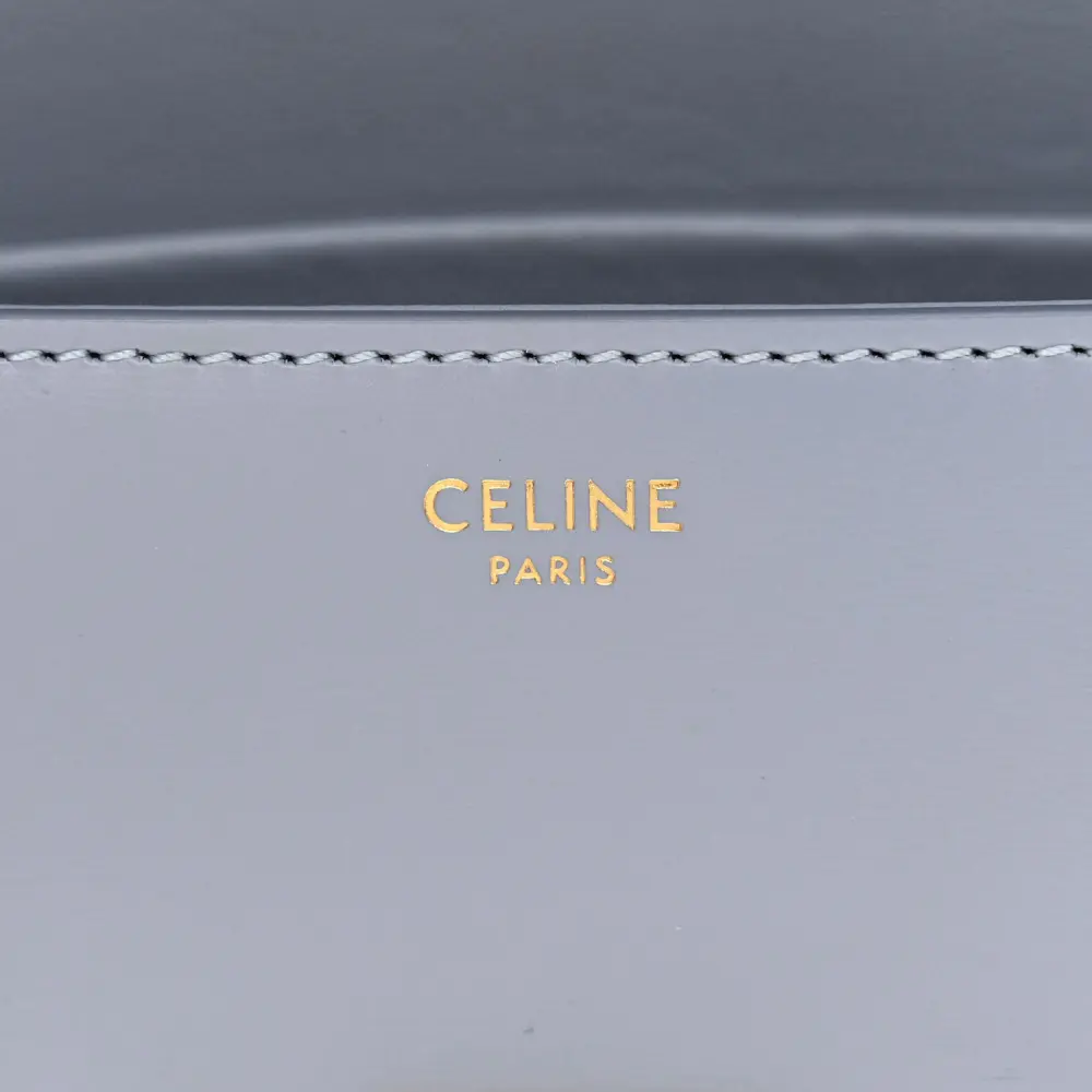 Celine Medium Triomphe Shoulder Bag Arctic Blue Shiny Calfskin Leather