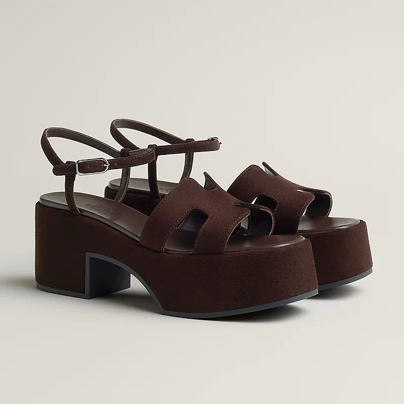 HERMES Jam Brown High Heels Sandal