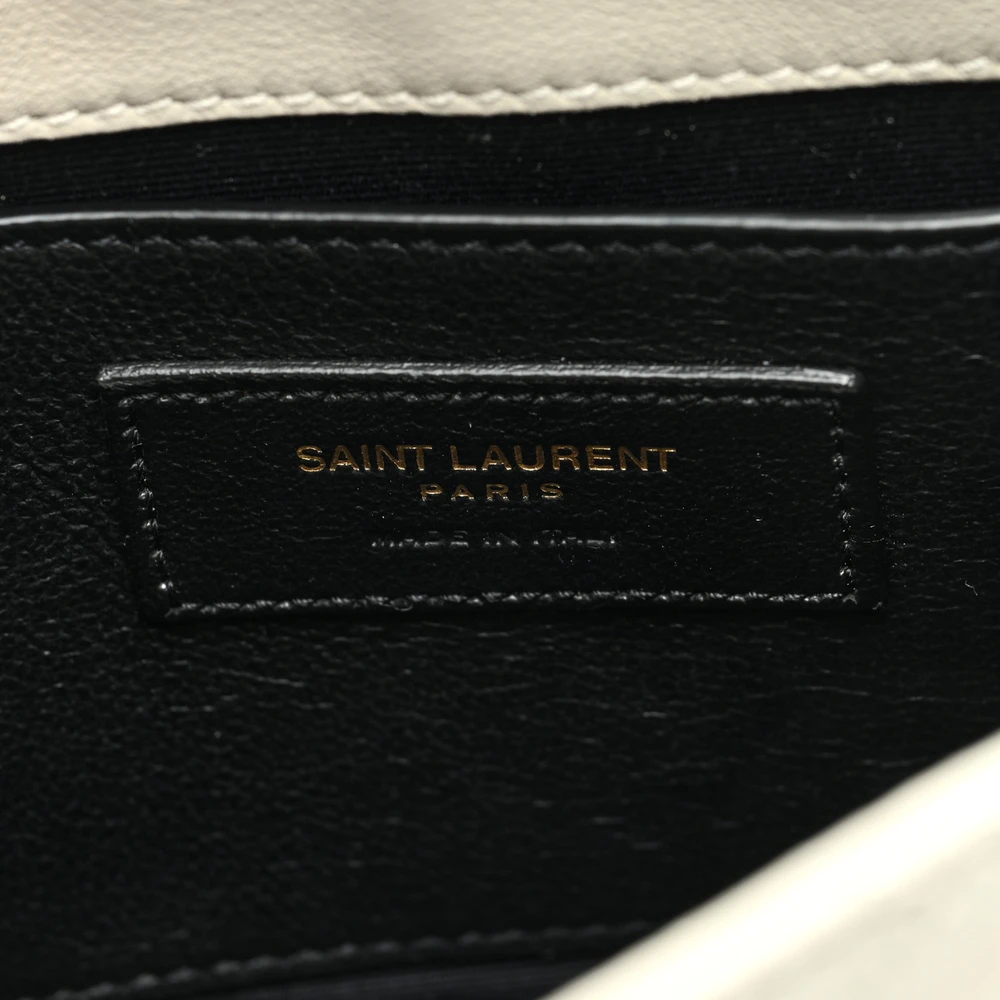 Saint Laurent Mini Nolita Blanc Vintage Quilted Monogram Lambskin Leather Aged Gold Hardware