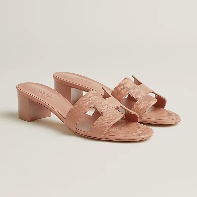 HERMES Oasis Slippers High-heeled slippers Pink High Heels Sandal