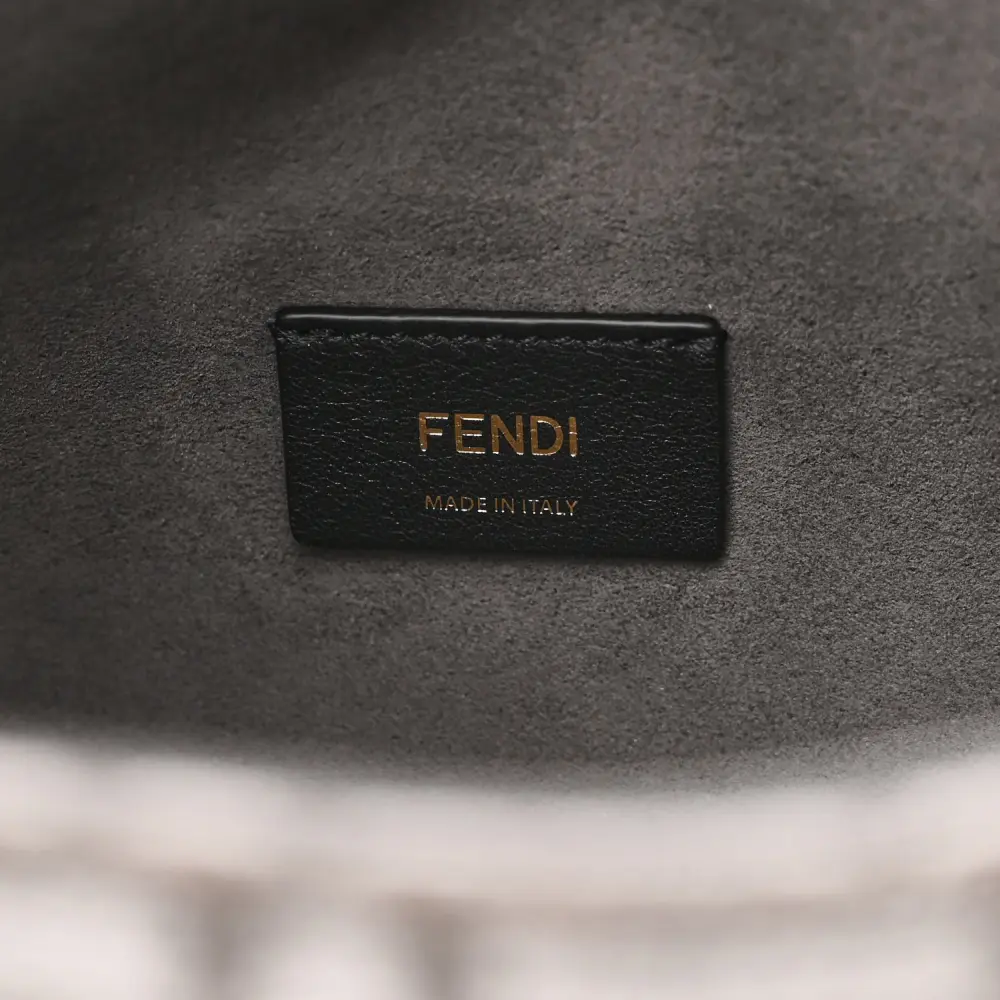 Fendi FF Fendi O'Lock Zipper Anthracite/Asfalto Chenille, Vitello Seta Leather, & Plexiglass Mixed Metal Hardware