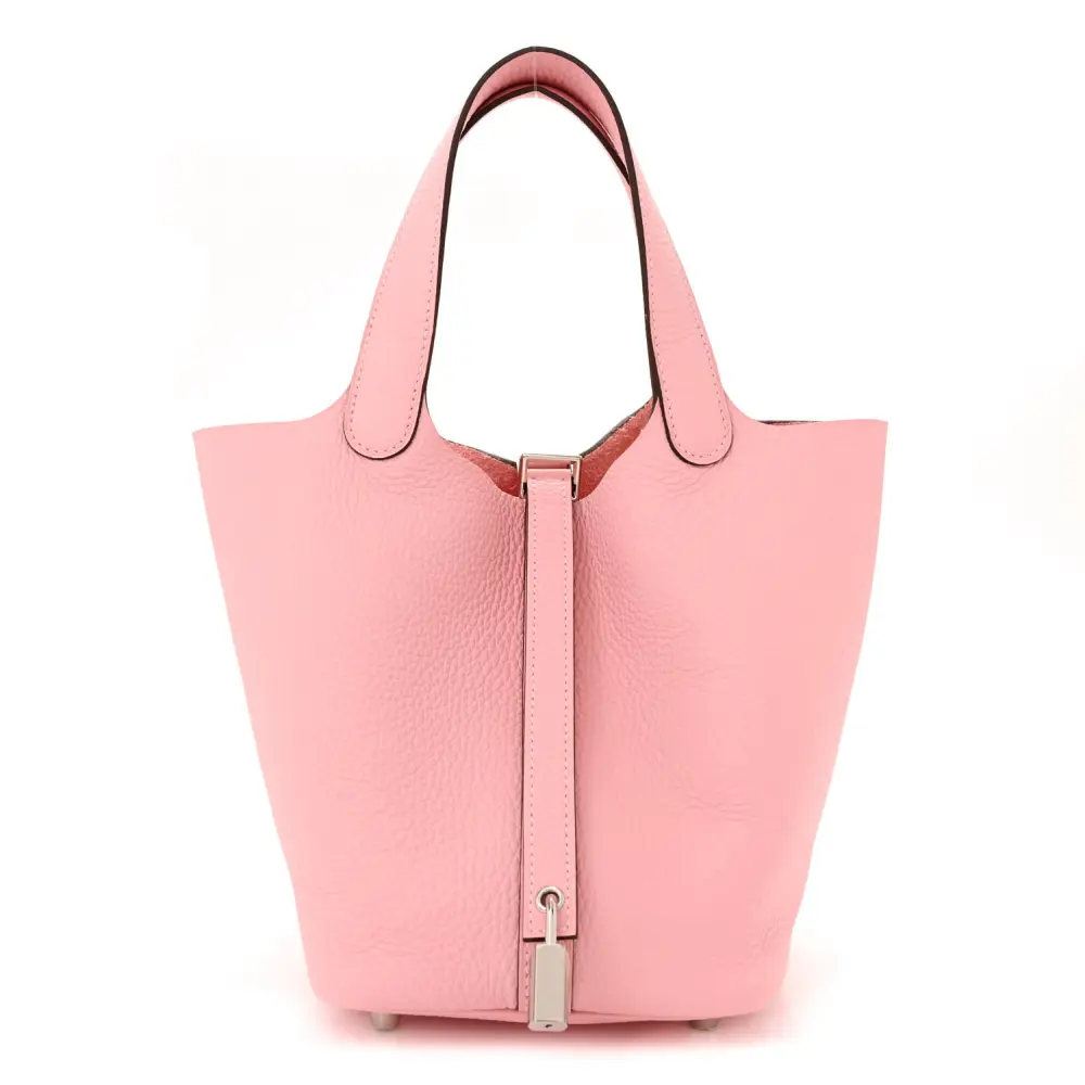Hermès Picotin Lock 18 PM Rose Sakura Taurillon Clemence Leather Palladium Hardware