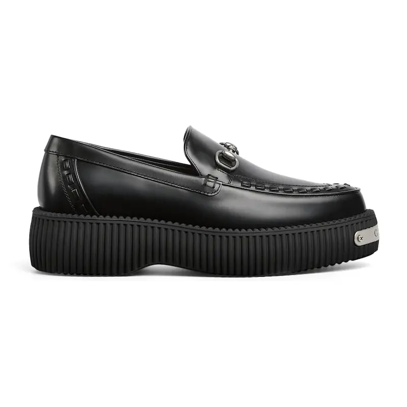 Gucci black thick bottom loafers